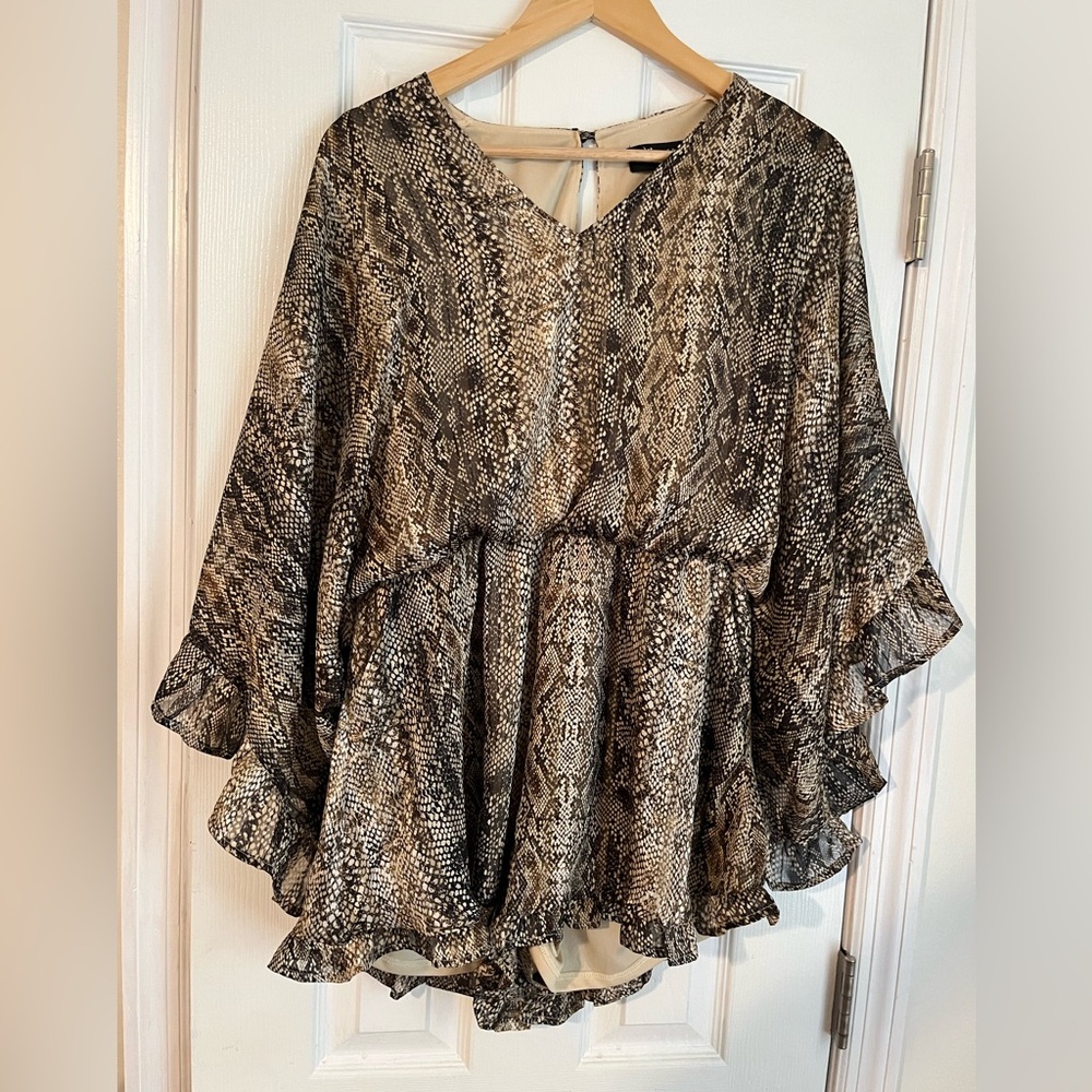 Snakeskin V-Neck Romper